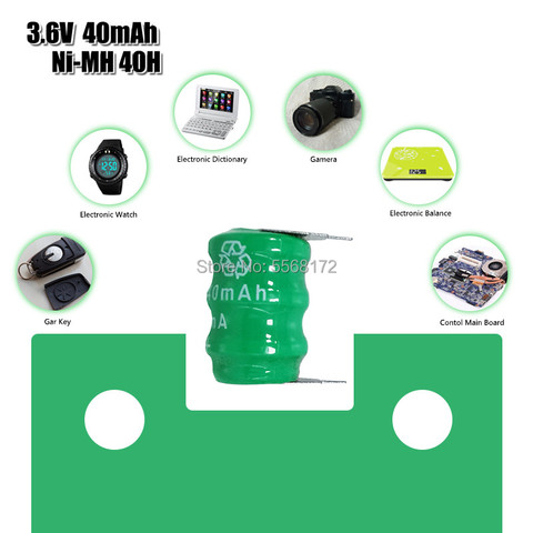 New Original Ni-MH Battery 40mAh 3.6V 12.3x17.5MM Rechargeable Battery With Pins ► Photo 1/6