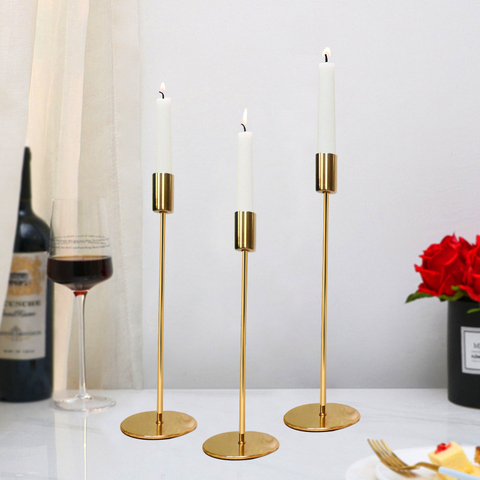 3 Pcs/ Set 2022 New  Metal Candle Holder Simple Golden Wedding Decoration Bar Party Living Room Decoration Home Ornaments ► Photo 1/6