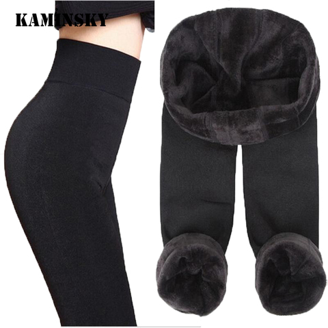 Autumn Winter Fashion Explosion Model Plus Thick Velvet Warm Seamlessly Integrated Inverted Cashmere Leggings Warm Pants ► Photo 1/6