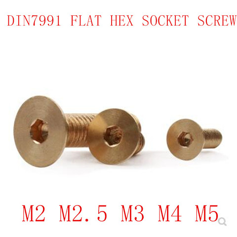 20-50pcs DIN7991 m2 m2.5 m3 m4 m5 pure brass flat Hex Socket countersunk Head screw ► Photo 1/2