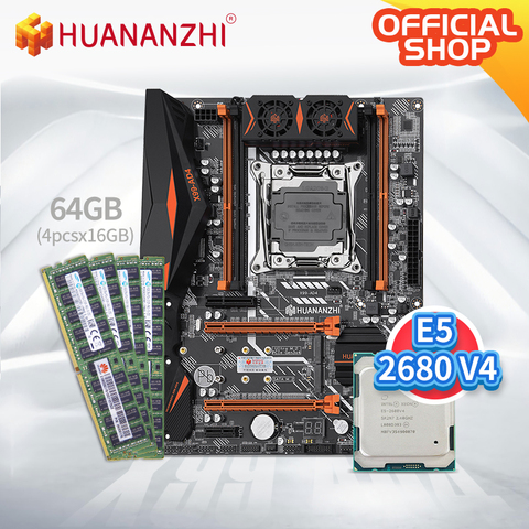 HUANANZHI X99 AD4 X99 Motherboard with Intel XEON E5 2680 v4 with 4*16G DDR4 RECC memory combo kit set NVME NGFF SATA USB 3.0 ► Photo 1/1