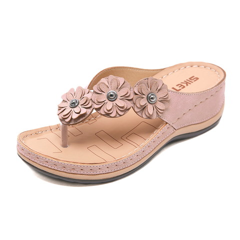 2022 Summer Flat Sandal For Women 5 Colors Sandales Multicolor handmade retro flowers flip-flops Women Slippers ► Photo 1/6