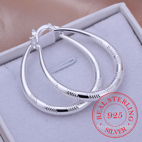 925 Sterling Silver Grain Circle Hoop Earrings For Women Lady Best Gift Fashion Charm Silver Wedding Jewelry ► Photo 1/6