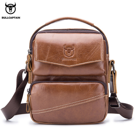 BULLCAPTAIN  Brand Leather Men Bag Casual Business Leather Mens Shoulder Messenger Bag Vintage Men's Crossbody Bag male bag ► Photo 1/6