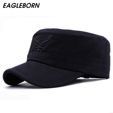 EAGLEBORN 2022 Cotton Embroidered Eagle  Flat Top Cap Women Men Snapback Caps Vintage Army Hat Cadet Military Patrol Cap Unisex ► Photo 1/6