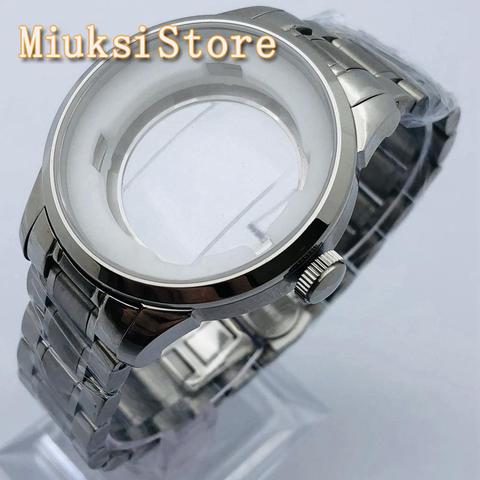 39mm silver stainless steel case sapphire glass watch case fit ETA 2836 Miyota 8205 8215 821A Mingzhu DG2813 3804 Seagull ST1612 ► Photo 1/6