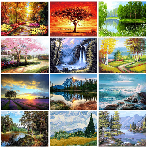 GATYZTORY Paint By Numbers For Adults Children DIY HandPainted Oil Painting Landscape Picture Paint Home Decoration Custom Photo ► Photo 1/6