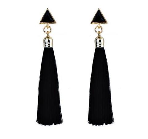 TAFREE Fashion Bohemian Women Earrings geometric triangle Red White Blue Black long tassel stud Earring Jewelry For Girls E6740 ► Photo 1/4