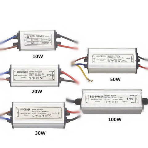 Constant Current LED Driver Waterproof IP66 10W 20W 30W 50W 100W Power Supply AC 85V-265V Input 110V 220V Lighting Transformer ► Photo 1/6