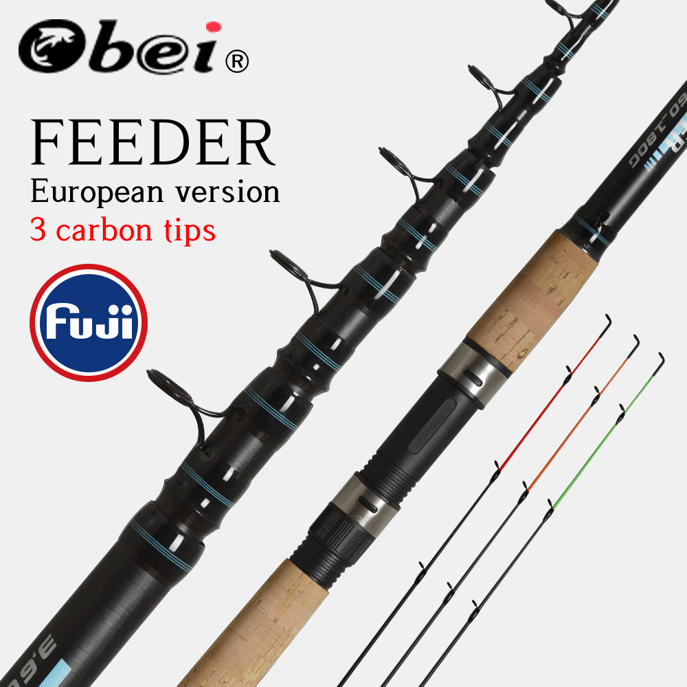 60-180gr Feeder Fishing Telescopic Rod Carbon Spinning With 3 Tips 3.3/3.6m 