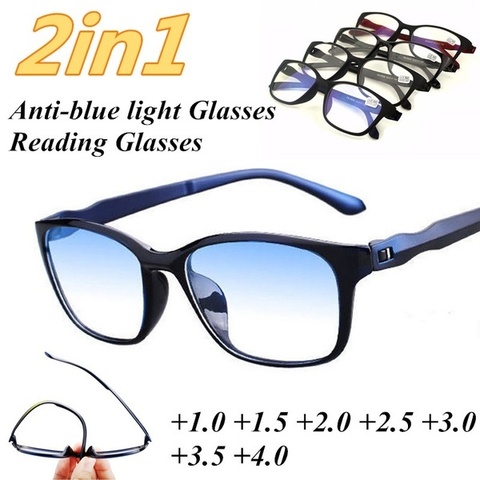ZUEE Reading Glasses Men Anti Blue Rays Presbyopia Eyeglasses Antifatigue Computer Eyewear with +1.5 +2.0 +2.5 +3.0 +3.5 +4.0 ► Photo 1/6