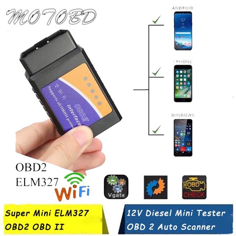 12V Diesel Mini Tester OBD 2 Auto Diagnostic Scanner Newest Original V1.5 Super Mini ELM327 OBD2 OBD II Bluetooth WIFI ELM 327 ► Photo 1/6