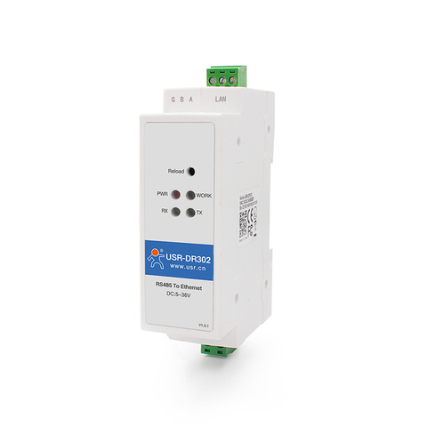 DIN-rail RS485 Serial port to Ethernet converter server device USR-DR302 support Modbus RTU to Modbus TCP ► Photo 1/4
