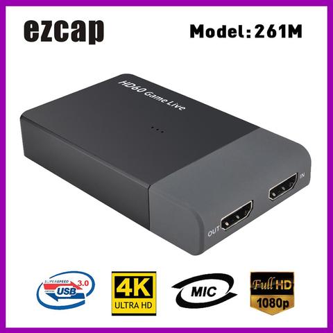 Buy Online Ezcap 261m Usb 3 0 Hd Video Capture 4k 1080p Game Live Streaming Video Converter Support 4k Video Input Mic In For Xbox One Ps4 Alitools