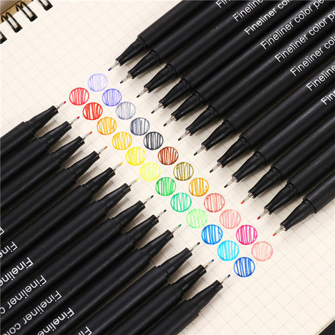 12 Fineliner Colouring Pens Set Fine Point Pens 0.4mm Assorted