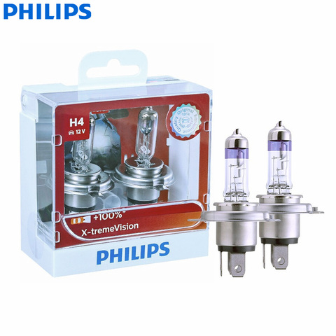 Philips X-treme Vision 9003 HB2 H4 12V 60/55W P43t 12342XVS2 100% More Vision Light Car Halogen Headlight Hi/lo Beam (Twin Pack) ► Photo 1/6