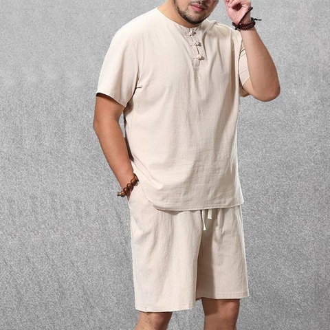 Men's Clothing Large Size Tracksuit 8XL 9XL Linen Short T-shirt Summer Suit Plus Size Clothing Track Suit 5XL Cotton Husband Set ► Photo 1/6