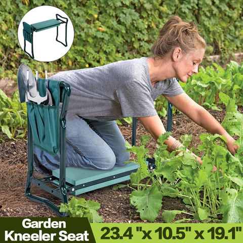 Folding Garden Kneeler and Seat with Bonus Tool Pouch  Portable Portable Garden Stool With EVA Kneeling Pad Handles ► Photo 1/5