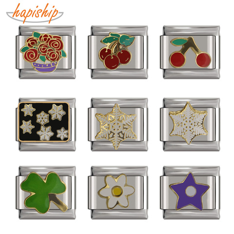 Hapiship 2022 9mm Width Daisy Flower Star Snowflake Cherry DIY Italian Charm Bracelet Stainless Steel Jewelry Making DJ097 ► Photo 1/6