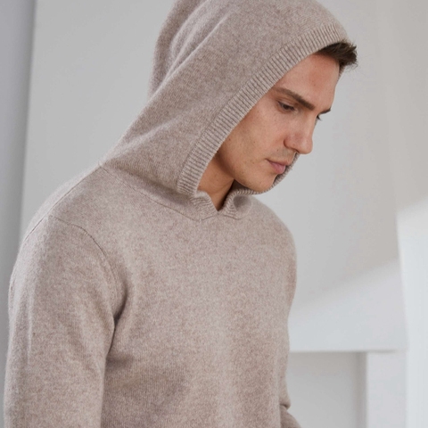 Top Grade Man Sweaters With Hat Thick Warm 100% Goat Cashmere Knitted Jumpers Male 2022 Winter New Long sleeve Pullovers ► Photo 1/6