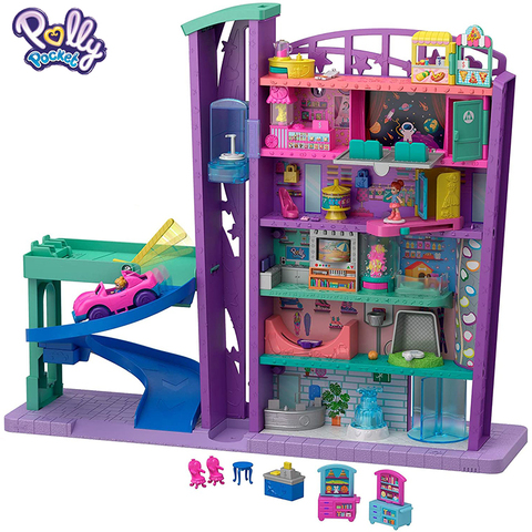 Original Polly Pocket Pollyville Mega Mall Super Pack Accessories Toys for Girls Shopping Center Girls Hot Toys House Playset ► Photo 1/6