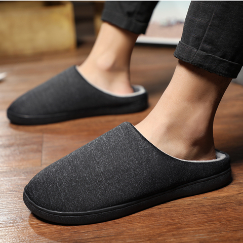 Mens Home Slippers Winter Warm Shoes With Fur Flat Casual Shoe Men Footwear Non-slip Slipper Comfort Zapato Hombre Plus Size 47 ► Photo 1/6