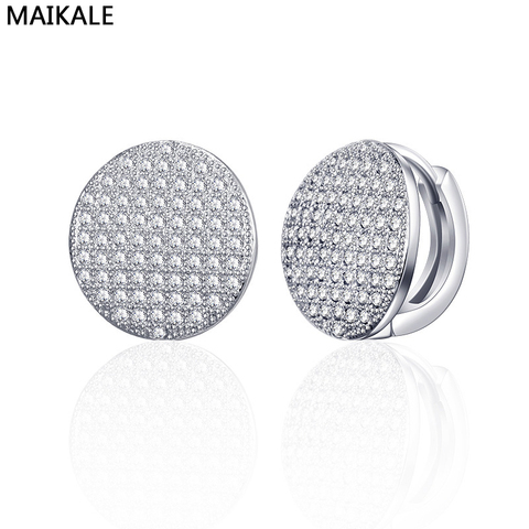 MAIKALE Round Earrings Hypoallergenic Gold Micro-inlaid Cubic Zirconia Stud Earrings For Women Fashion Jewelry To Friend Gift ► Photo 1/6