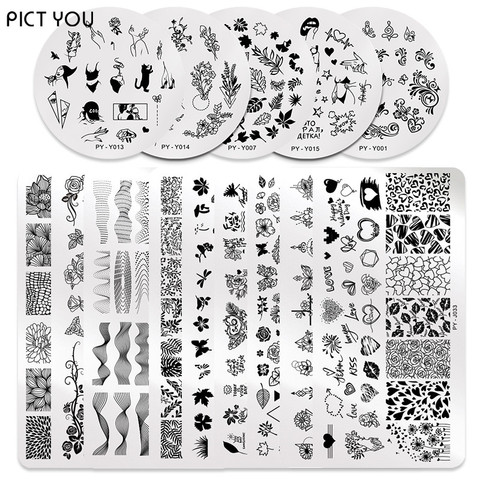 PICT YOU Nail Stamping Plates Template Lace Flower Animal Pattern Nail Art Stamp Stamping Image Plate Stencil Nails Tool ► Photo 1/6