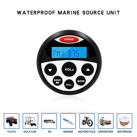 Waterproof Marine Stereo Bluetooth Radio Motorcycle Audio Boat Car MP3 Player Auto Sound System FM AM Receiver For SPA UTV ATV ► Photo 1/6