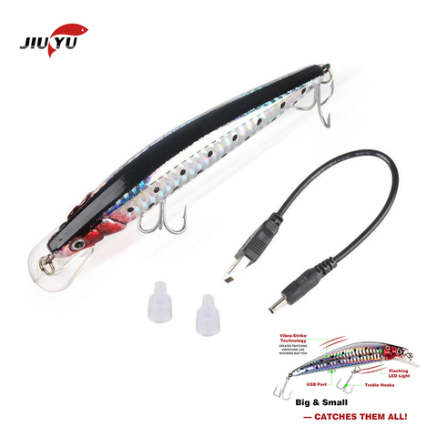 USB Fishing Lure Flashing Minnow LED light Rechargeable Bait Twitching Electric Artificial fish lure Night fishing Professional ► Photo 1/6