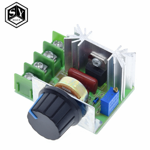 1PCS Great IT AC 220V 2000W SCR Voltage Regulator Dimming Dimmers Speed Controller Thermostat ► Photo 1/6