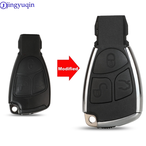 jingyuqin New Style Silver Side Modified 3 Button Remote Key Shell Case Fob Cover For Benz CLS C E S + battery Holder ► Photo 1/4