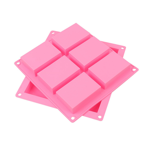 Pink Rectangular 6-Cavity Silicone Soap Mold