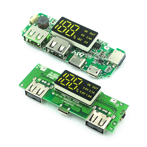 LED Dual USB 5V 2.4A Micro/Type-C USB Mobile Power Bank 18650 Charging Module Lithium Battery Charger Board Circuit Protection ► Photo 1/6