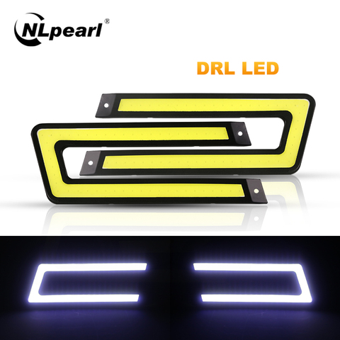 Nlpearl 2x Car Light Assembly DRL Led COB Car Daytime Running Lights Waterproof 12V For Auto External Running Light Car Styling ► Photo 1/6