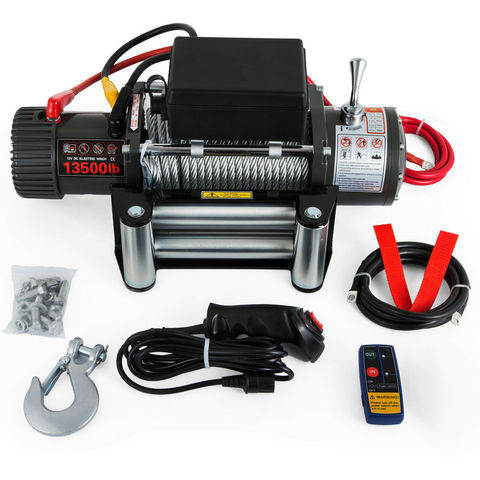 12V Remote Control SingleLine 13500LBS Electric Synthetic Rope Winch Recovery ► Photo 1/6