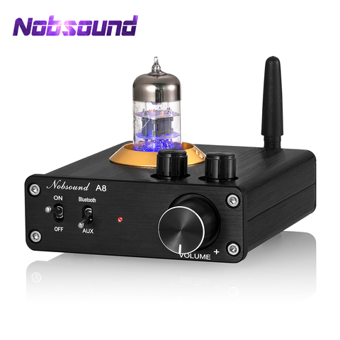 Nobsound Mini Bluetooth 5.0 Vacuum Tube Amplifier Stereo Receiver Desktop Audio Amp with Treble Bass Control APTX-LL 50W+50W ► Photo 1/6