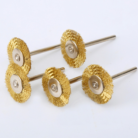 5pcs/set 25mm Polishing Copper Wire Brushes Wheel Dremel Accessories Drill Rotary Grinding Machine Tools Golden 3.17mm shank ► Photo 1/6