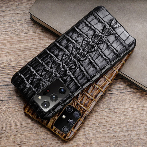 Genuine Leather Phone Case For Samsung Galaxy S20 S10 S10e Note 10 20 Ultra Case Cowhide Crocodile Tail For S8 S9 plus Cover ► Photo 1/5