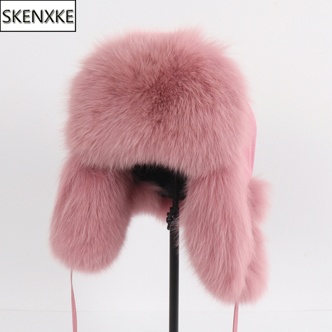 2022 Hot Sale Women Natural Fox Fur Russian Ushanka Hats Winter Thick Warm Ears Fashion Bomber Hat Lady Genuine Real Fox Fur Cap ► Photo 1/6