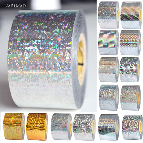 1 roll 120m*4cm Holographic Nail Foil Holographic Gold Laser Silver Nail Art transfer Decal Foil Sticker Decals Nail Decoration ► Photo 1/6