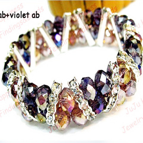 Fashion Handmade Round Crystal Glass Beads Stretchy Bracelets Purple And Violet Rondelle Beads Bracelets ► Photo 1/1