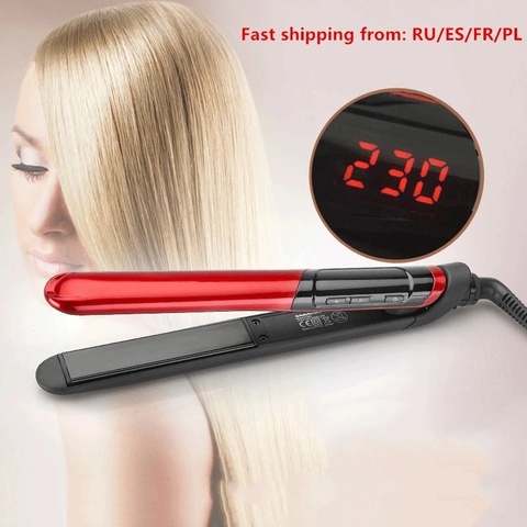 Hair Iron Flat 2-in-1 ceramic coating Hair straightener comb hair Curler beauty care Iron healthy beauty curling irons flat iron ► Photo 1/5