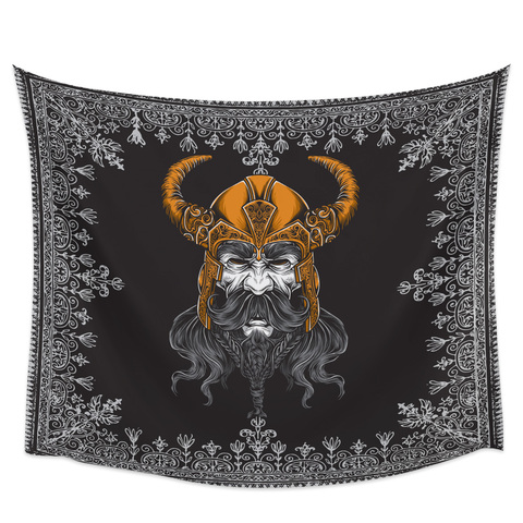 Wall Tapestry Vintage Pattern Viking Warrior Tapestry Wall Hanging Home Decor Black Tapestries Bedroom ► Photo 1/6