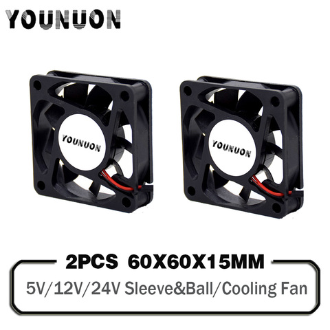 2 Pieces 6015 5V 12V 24V 2Pin Brushless DC Exhaust Cooling Fan 6cm 60mm 60x60x15mm Equipment Cooler ► Photo 1/5