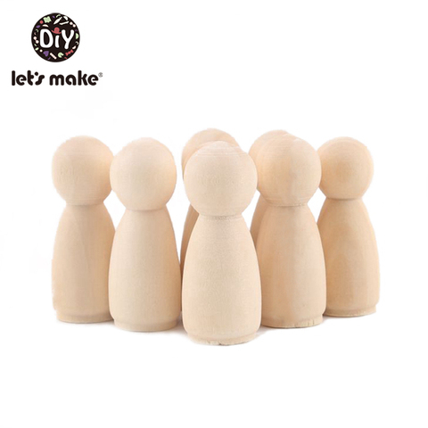 Let's Make 10PCS 65mm,55mm,43mm,35mm Wooden Peg Dolls Girl Boy Wood Dolls Kids Room Decor DIY Unfinished Wooden Peg Dolls ► Photo 1/6