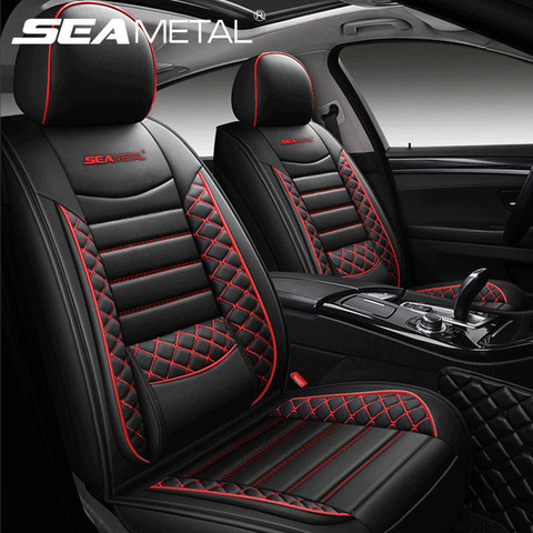 Luxury Car Seat Cover Leather Interior Automobiles Seat Covers Mats Universal SEAMETAL Seat-Cover Protector Pad Auto Accessories ► Photo 1/6