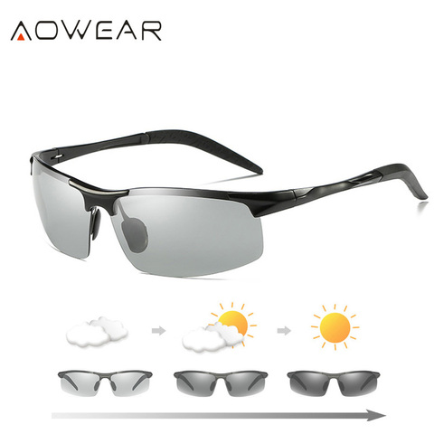 AOWEAR Mens Photochromic Sunglasses Men Polarized Day Night Driving Chameleon Glasses Aluminium Magnesium Sports Style Sunglass ► Photo 1/5