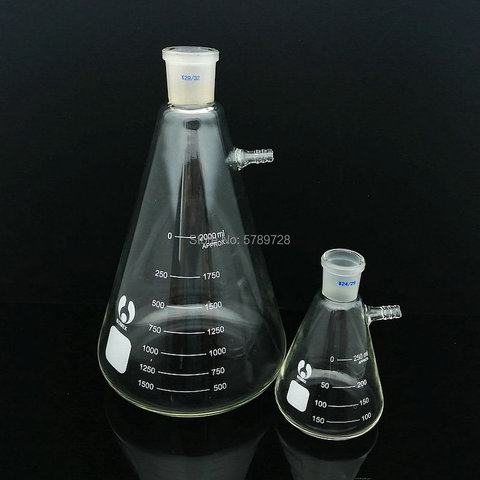 1PCS 25ml to 2000ml Glass Vacuum Grinding Mouth Filtration Suction Flask Laboratory Filter Bottle with Upper Nozzle ► Photo 1/6