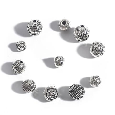 10-50pcs New Metal Loose Beads Round 5 6 7 8MM Spacer Beads Pattern for DIY Jewelry Bracelet Necklace Handmade Accessories ► Photo 1/6